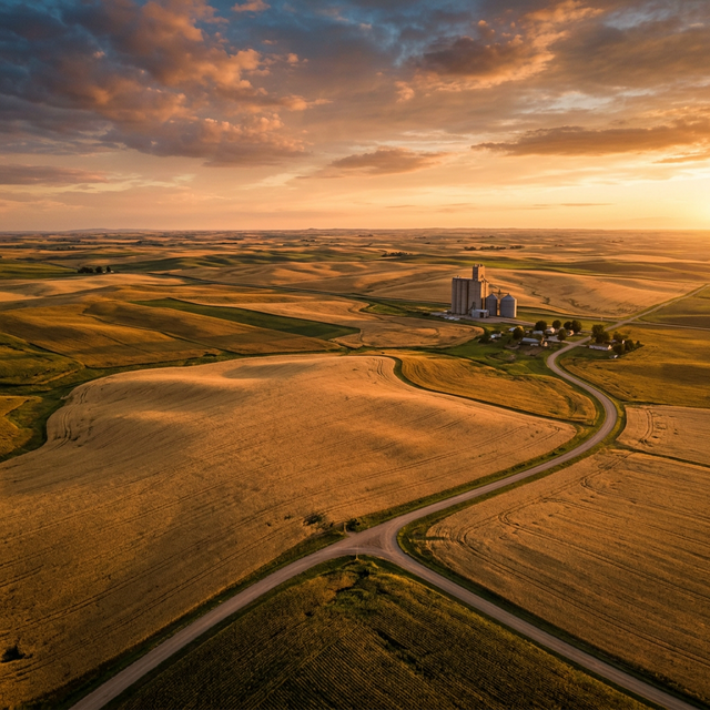 Aerial view of vast farmland